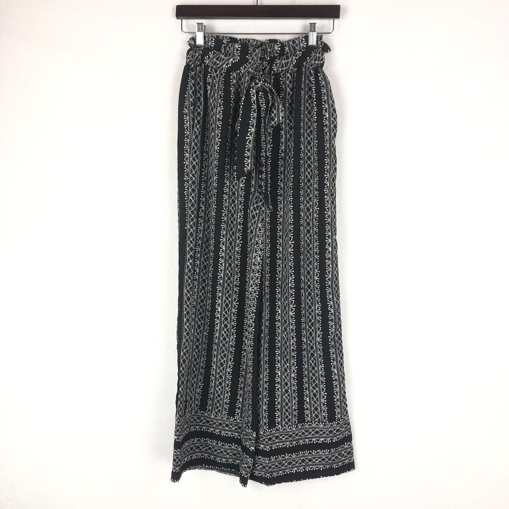 Entro Black White Printed Paper Bag Pants Sz S - Picture 1 of 6